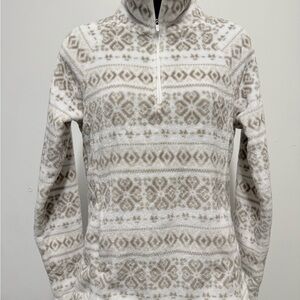 Eddie Bauer Cream and Brown Patterned Turtleneck Sweater